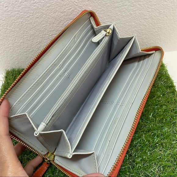 Coach Bags Coach Orange Full Leather Zip Around Large Wallet Poshmark